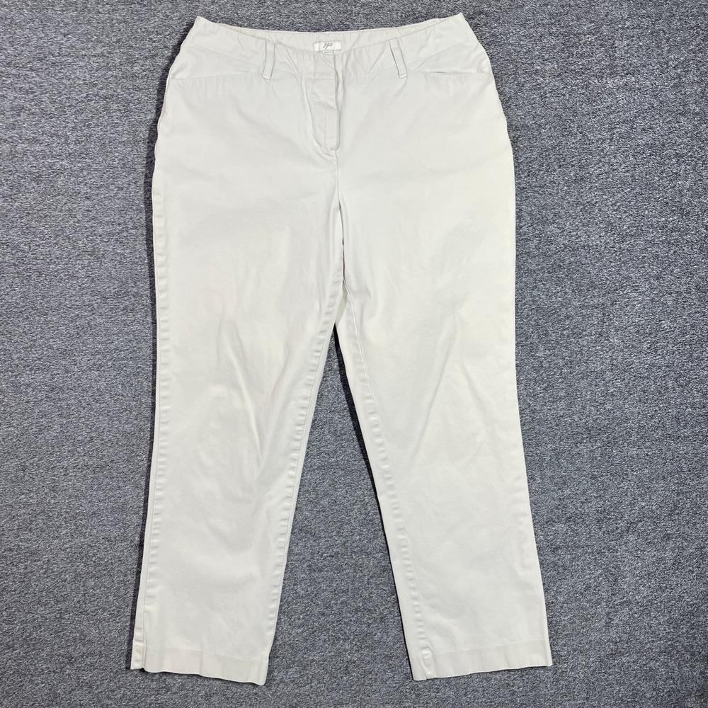 J. Jill Stretch Chino Pants Womens 6P Petite Cream Cotton Blend Straight Leg